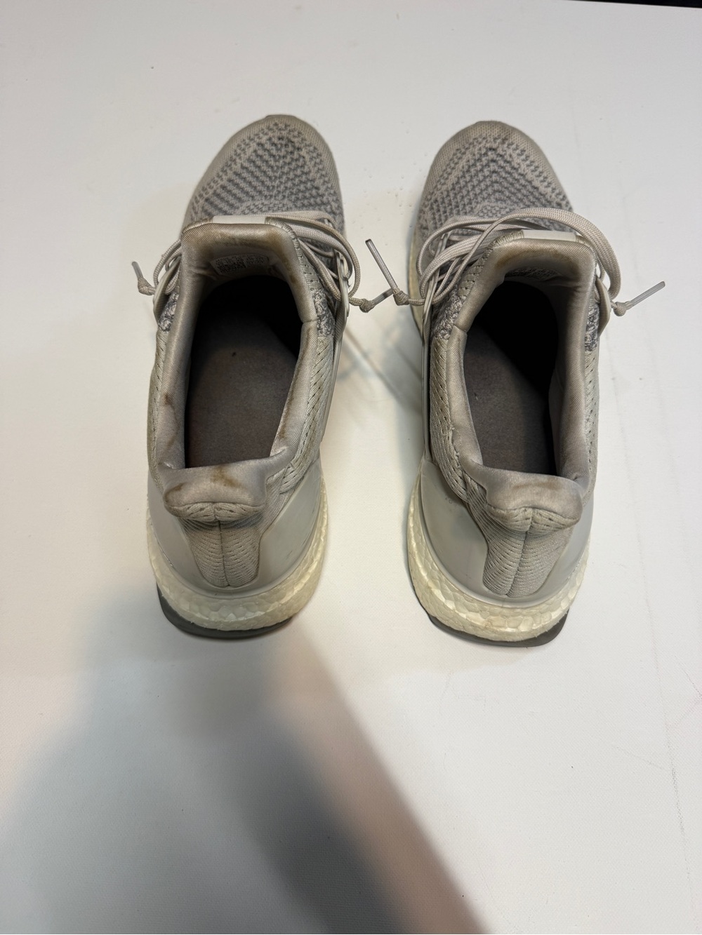 adidas Ultra Boost Men’s Athletic Running Shoes in Light Gray and Cream - Picture 10 of 13